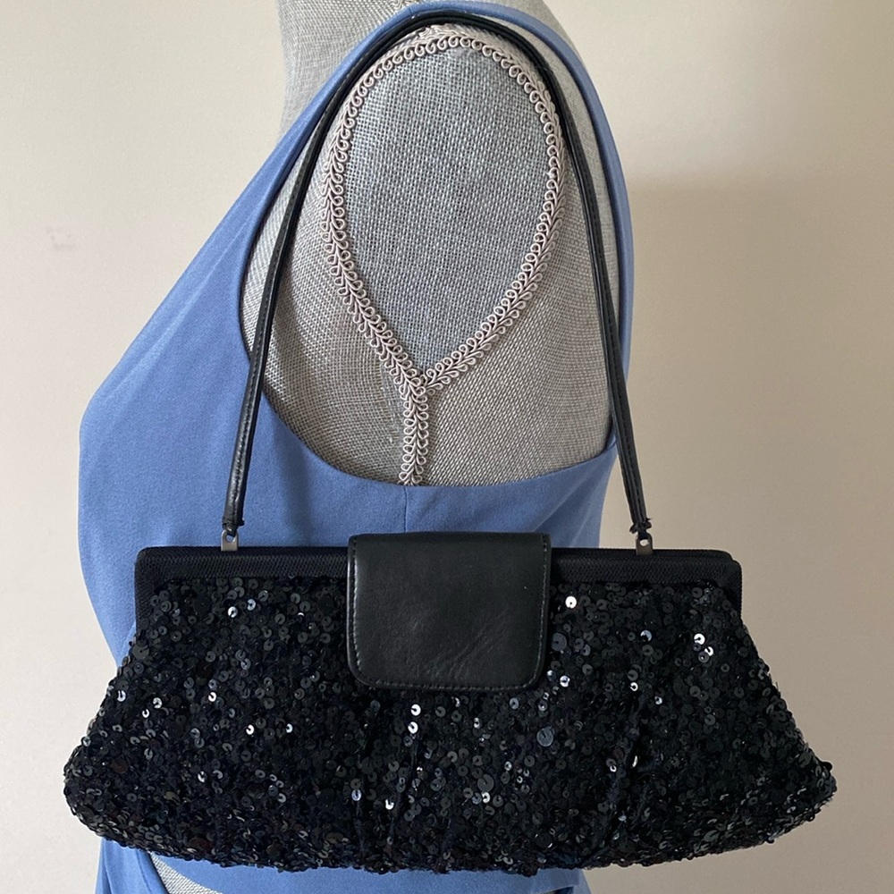 Marco Santi Sequin Evening Bag Purse Clutch Black